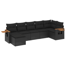 vidaXL 7 részes fekete polyrattan kerti ülőgarnitúra párnával (3227028) kerti bútor