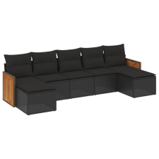 vidaXL 7 részes fekete polyrattan kerti ülőgarnitúra párnával (3227910) kerti bútor