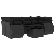 vidaXL 7 részes fekete polyrattan kerti ülőgarnitúra párnával (3253452) kerti bútor