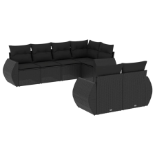 vidaXL 7 részes fekete polyrattan kerti ülőgarnitúra párnával (3253942) kerti bútor