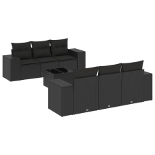 vidaXL 7 részes fekete polyrattan kerti ülőgarnitúra párnával (3254642) kerti bútor