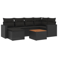 vidaXL 7 részes fekete polyrattan kerti ülőgarnitúra párnával (3256552) kerti bútor
