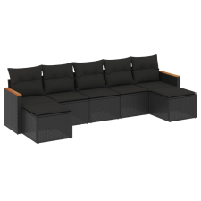 vidaXL 7 részes fekete polyrattan kerti ülőgarnitúra párnával (3258632) kerti bútor