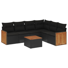vidaXL 7 részes fekete polyrattan kerti ülőgarnitúra párnával (3260088) kerti bútor