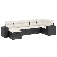vidaXL 7 részes fekete polyrattan kerti ülőgarnitúra párnával (3264432) kerti bútor