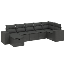 vidaXL 7 részes fekete polyrattan kerti ülőgarnitúra párnával (3264451) kerti bútor