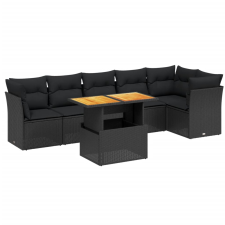 vidaXL 7 részes fekete polyrattan kerti ülőgarnitúra párnával (3270838) kerti bútor