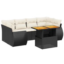 vidaXL 7 részes fekete polyrattan kerti ülőgarnitúra párnával (3272092) kerti bútor