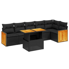 vidaXL 7 részes fekete polyrattan kerti ülőgarnitúra párnával (3273967) kerti bútor