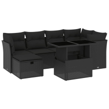 vidaXL 7 részes fekete polyrattan kerti ülőgarnitúra párnával (3274655) kerti bútor