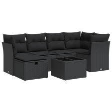 vidaXL 7 részes fekete polyrattan kerti ülőgarnitúra párnával (3325291) kerti bútor