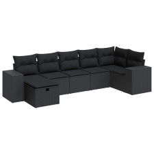 vidaXL 7 részes fekete polyrattan kerti ülőgarnitúra párnával (3325701) kerti bútor