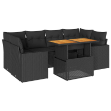 vidaXL 7 részes fekete polyrattan kerti ülőgarnitúra párnával (3327002) kerti bútor