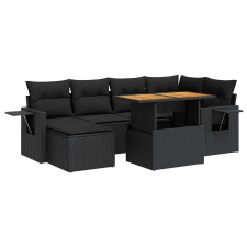 vidaXL 7 részes fekete polyrattan kerti ülőgarnitúra párnával (3327170) kerti bútor