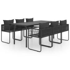 vidaXL 7 részes fekete PVC rattan kerti étkezőgarnitúra kerti bútor