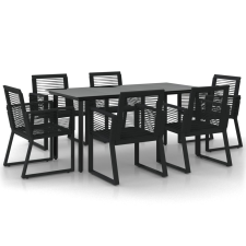 vidaXL 7 részes fekete PVC rattan kerti étkezőgarnitúra (3156545) kerti bútor