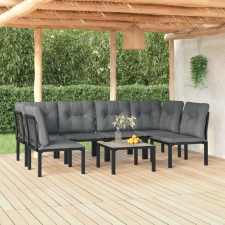 vidaXL 7-részes fekete-szürke polyrattan kerti ülőgarnitúra kerti bútor