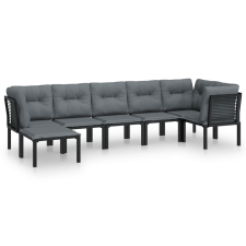 vidaXL 7-részes fekete-szürke polyrattan kerti ülőgarnitúra (3187760) kerti bútor