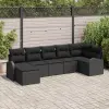 vidaXL 7 Részes Kerti Kanapé Szett Párnákkal Fekete Poli Rattan, vidaXL 2-Személyes Kerti Kanapé Tárolóval és Párnákkal Fekete Poli Rattan