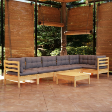 vidaXL 7 részes kerti ülőgarnitúra szürke párnákkal kerti bútor