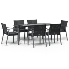 vidaXL 7-részes polyrattan és acél kerti étkezőgarnitúra párnával (3186976) kerti bútor