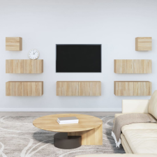 vidaXL 7 részes sonoma tölgyszínű szerelt fa TV-szekrényszett bútor