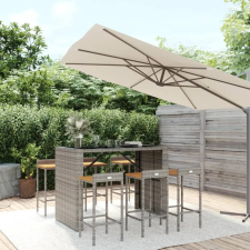 vidaXL 7-részes szürke polyrattan és tömör akácfa kerti bárszett kerti bútor