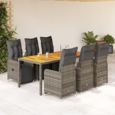 vidaXL 7 részes szürke polyrattan kerti bisztrógarnitúra párnákkal kerti bútor