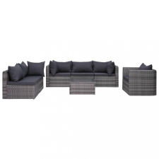 vidaXL 7-részes szürke polyrattan kerti bútorszett párnákkal kerti bútor