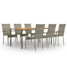 vidaXL 7 részes szürke polyrattan kerti étkezőgarnitúra (3072503) kerti bútor