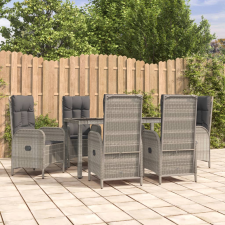 vidaXL 7 részes szürke polyrattan kerti étkezőgarnitúra párnával kerti bútor