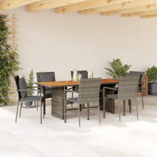 vidaXL 7 részes szürke polyrattan kerti étkezőgarnitúra párnával kerti bútor