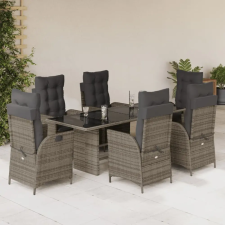 vidaXL 7 részes szürke polyrattan kerti étkezőgarnitúra párnával kerti bútor