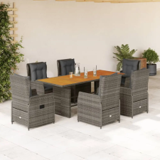 vidaXL 7 részes szürke polyrattan kerti étkezőgarnitúra párnával kerti bútor