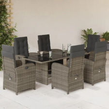 vidaXL 7 részes szürke polyrattan kerti étkezőgarnitúra párnával kerti bútor