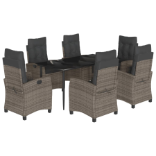 vidaXL 7 részes szürke polyrattan kerti étkezőgarnitúra párnával (3212787) kerti bútor