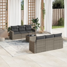 vidaXL 7 részes szürke polyrattan kerti ülőgarnitúra párnákkal kerti bútor