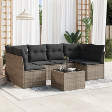 vidaXL 7 részes szürke polyrattan kerti ülőgarnitúra párnákkal kerti bútor