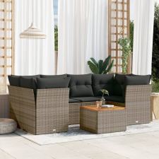 vidaXL 7 részes szürke polyrattan kerti ülőgarnitúra párnákkal kerti bútor