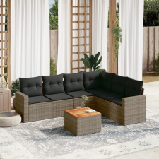 vidaXL 7 részes szürke polyrattan kerti ülőgarnitúra párnákkal kerti bútor