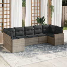 vidaXL 7 részes szürke polyrattan kerti ülőgarnitúra párnákkal kerti bútor