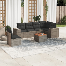 vidaXL 7 részes szürke polyrattan kerti ülőgarnitúra párnákkal kerti bútor