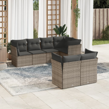 vidaXL 7 részes szürke polyrattan kerti ülőgarnitúra párnákkal kerti bútor