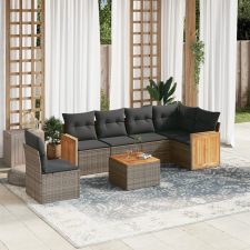 vidaXL 7 részes szürke polyrattan kerti ülőgarnitúra párnákkal kerti bútor