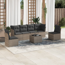 vidaXL 7 részes szürke polyrattan kerti ülőgarnitúra párnákkal kerti bútor