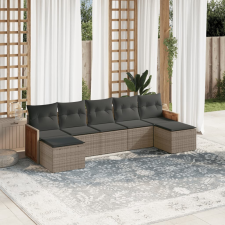 vidaXL 7 részes szürke polyrattan kerti ülőgarnitúra párnákkal kerti bútor