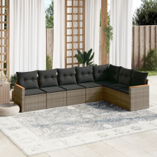 vidaXL 7 részes szürke polyrattan kerti ülőgarnitúra párnákkal kerti bútor