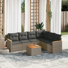 vidaXL 7 részes szürke polyrattan kerti ülőgarnitúra párnákkal kerti bútor