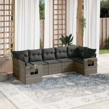 vidaXL 7 részes szürke polyrattan kerti ülőgarnitúra párnákkal kerti bútor