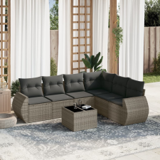 vidaXL 7 részes szürke polyrattan kerti ülőgarnitúra párnákkal kerti bútor